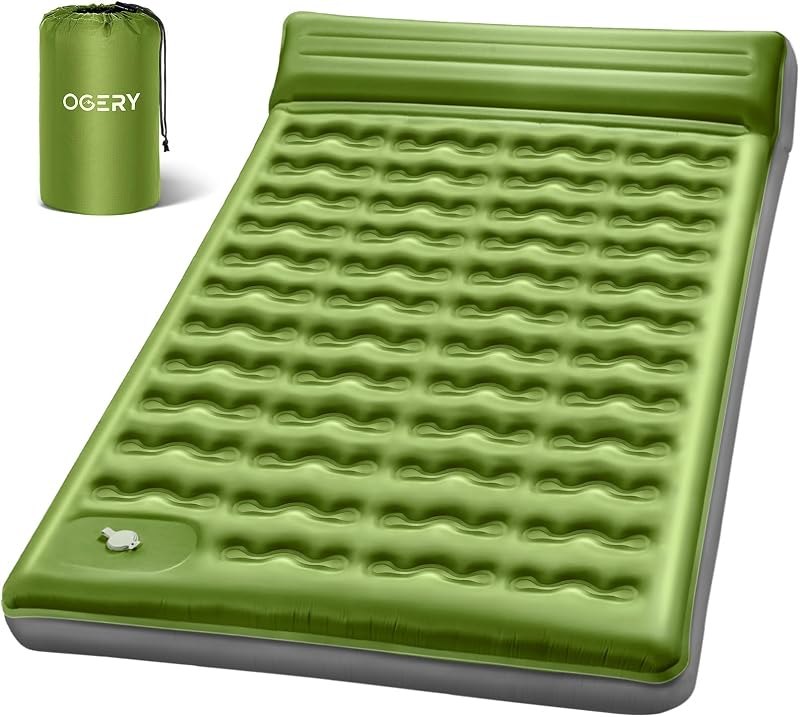 OGERY Sleeping Pad, Ultralight Inflating Camping Pad with 6" Extra-Thick — double for best sleeping pad camping