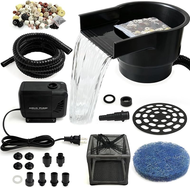 Pond Waterfall Spillway with 8 Inch Wide Weir & 900 GPH Pump — waterfall spillway for waterfall foam