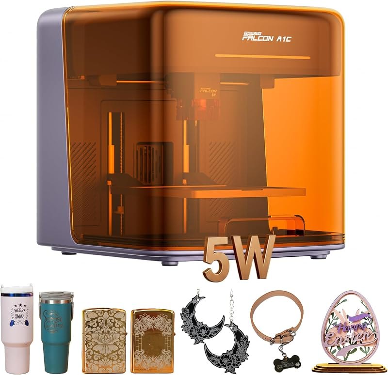 Creality Falcon A1C 5W Mini Laser Engraver, Class 1 AI Desktop Laser Engraving Machine with Auto Focus, Smart Camera