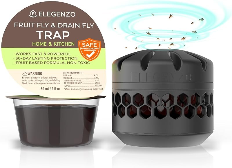 Fruit Fly Traps for Indoors: Fruit Fly and Drain Fly Traps Indoor - Reusable Escape-Proof Trap and Powerful