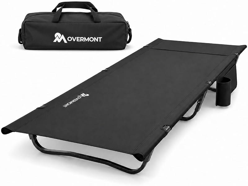 Overmont Portable Camping Cot for Adult - Ultralight with Pillow Pocket — cot for best sleeping pad camping travel