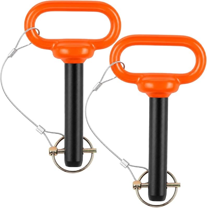 2 Pcs 3/4 Inch Trailer Hitch Pins for Tractor, Trailer, Boat & More, 45# Carbon Steel Black Powder Coating Tow Bar