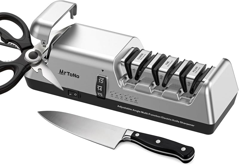 Electric Knife and Scissor Sharpener, Adjustable Angle 12° — sharpener for best chef knife under 40