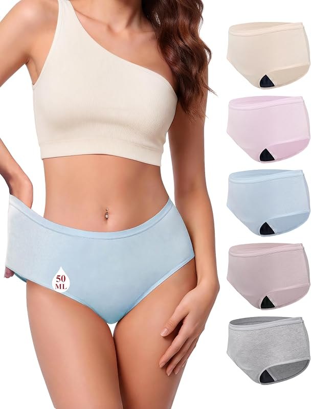 Leakproof Incontinence Underwear 50ML Women Mid-Rise Panties 5Pack — Comparisons no leak for comparisons