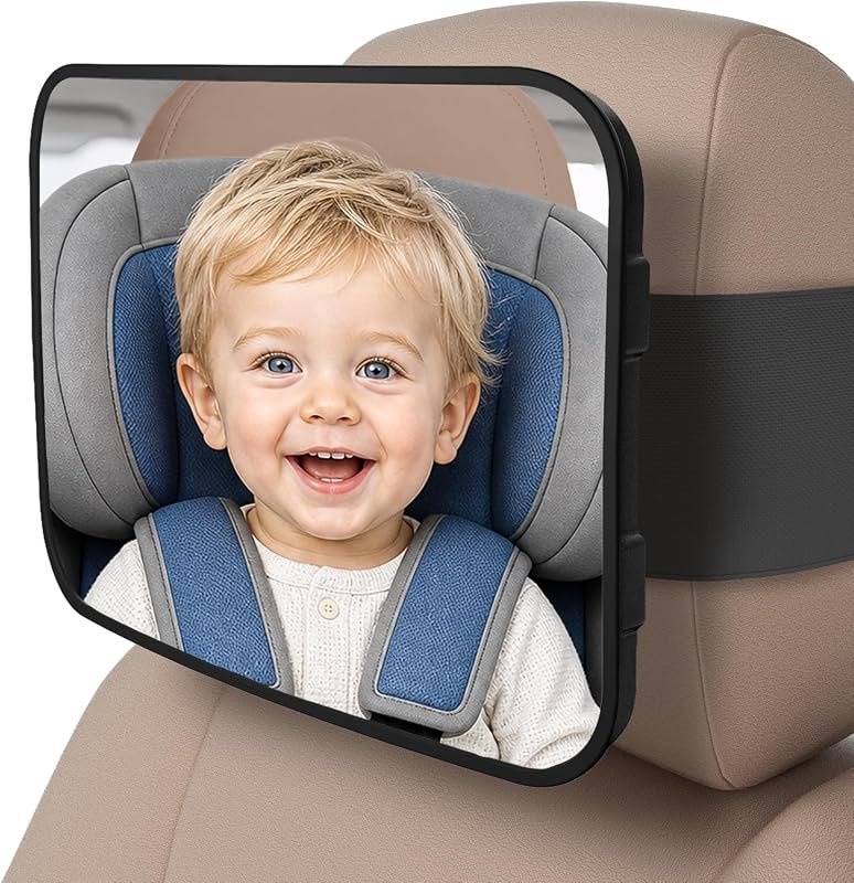 Car Mirror for Baby, Baby Car Mirror for Rear Facing Carseat Shatterproof — baby car seat mirror heavy duty for baby