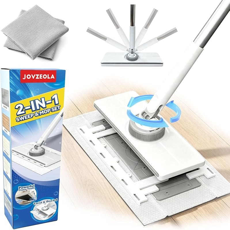 13" Wide Flat Mop with Snap-Grip Cloth Lock, Disposable Clamp Mop — Cloths, mops, and cleaners that do t for cloths