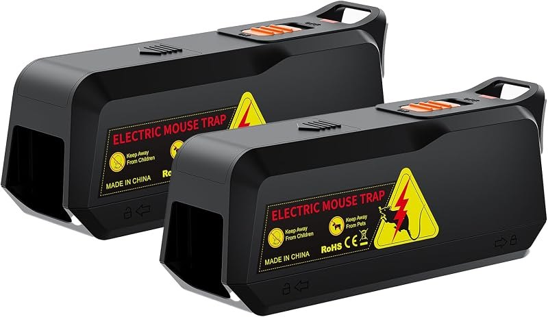 2 Packs Electric Mouse Trap High Voltage Mouse Traps Indoor for Home Electronic Mice Zapper with LED Light Reusable