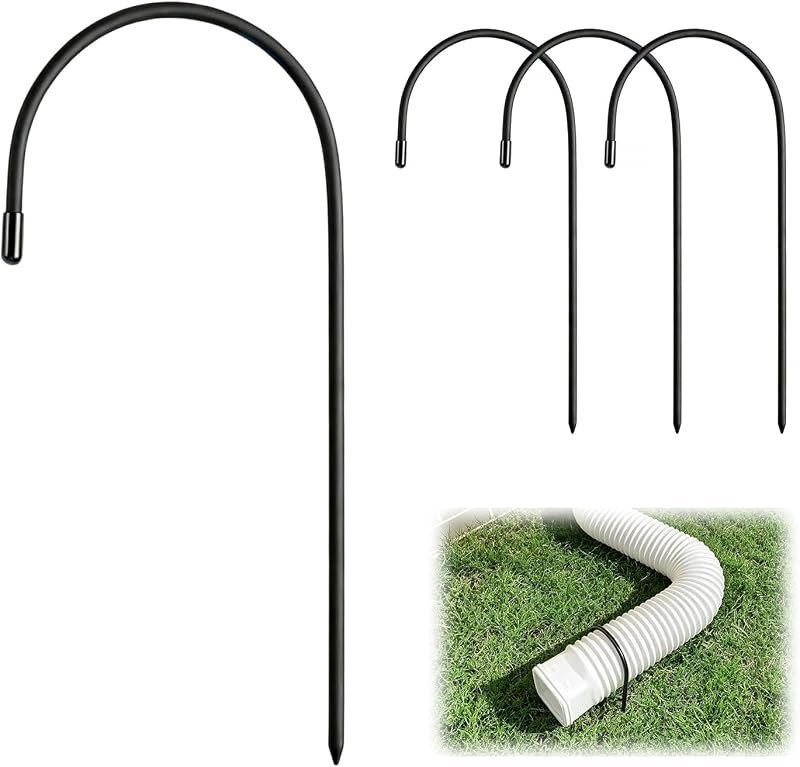 Glieskir 4-Piece U-Shaped Downspout Extension Stakes for 4-Inch Round Pipes — downspout extender pack for downspout