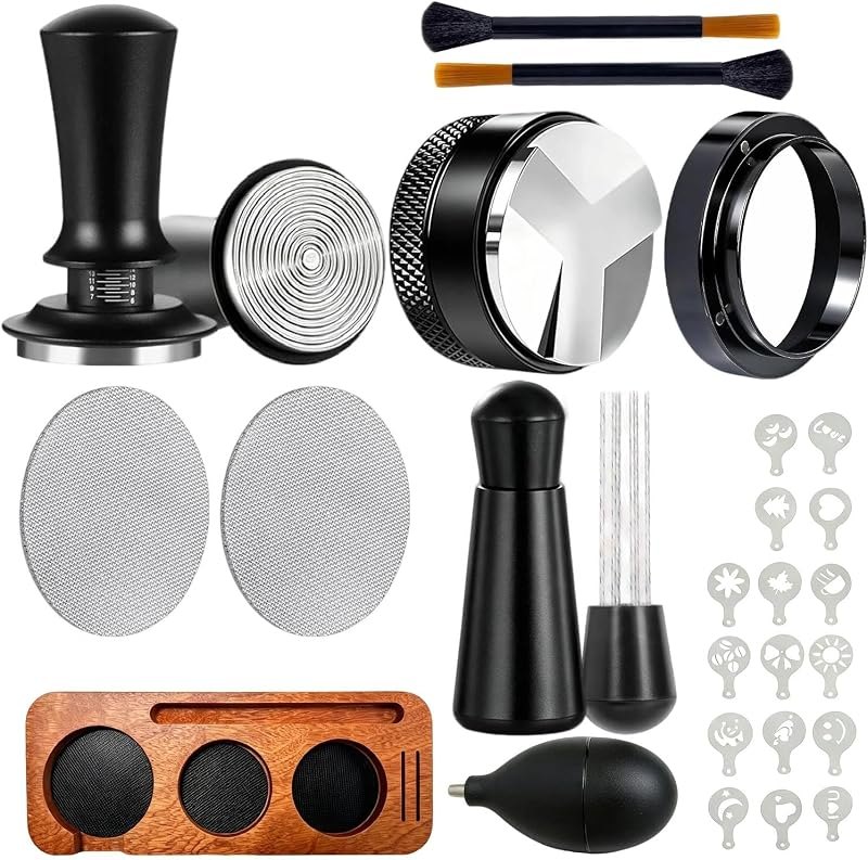 26 PCS Espresso Accessories Kit, 53mm Espresso Tools kit with espresso tamping station,Distributor,Tamper,WDT tool