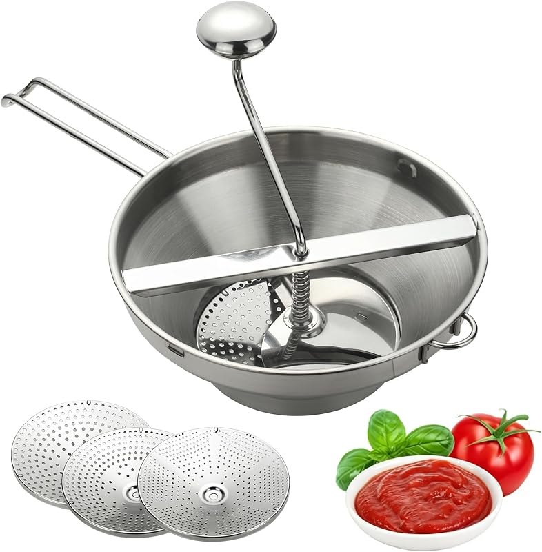 Food Mill for Tomatoes, Stainless Steel Rotary Strainer with Coarse Disc — food mill for food mill under 30 budget