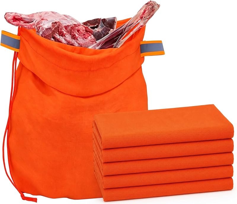 5 Pack Elk Game Bags Hunting with Strong Drawstring,Reflective Strips — deer game bags kit for deer game bags