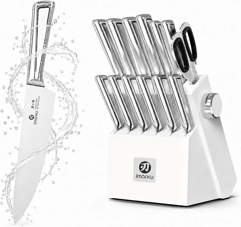 imarku Knife Set for Kitchen with Block and Sharpener 14pcs JPN — set for best chef knife best rated