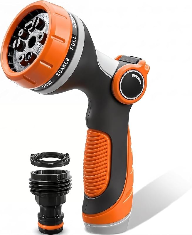 Garden Hose Nozzle Thumb Control with 10 Spray Patterns Water Hose Sprayer — thumb control nozzle for metal hose