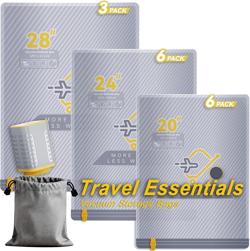 15-Pack Vacuum Bags for Travel with Wireless Rechargeable Pump — best vacuum storage bags for vacuum storage bags