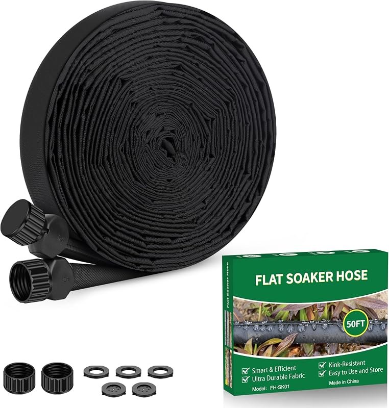 Garden Hose 50 ft, Leakproof Design Soaker Hose, Water Hose With Drip Irrigation System, 1/2 Linkable Consistent Drip