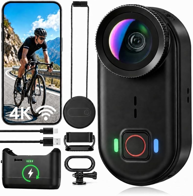 4K Waterproof Mini Action Camera, 64GB WiFi POV Video Wearable Body Camera — Cameras and the accessories that mak for