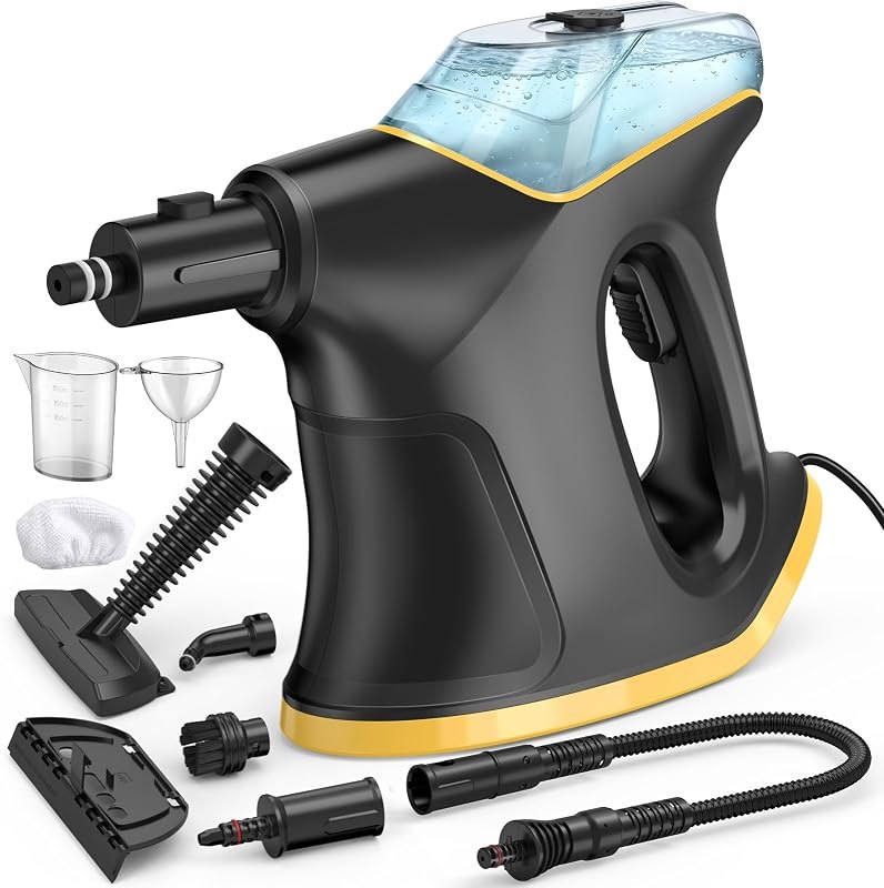 Heavy Duty Handheld Steam Cleaner, Multipurpose Pressurized Steam Cleaner with Continuous Steam & Safety Lock, 10S