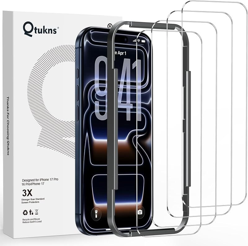 4 Pack Pro Screen Protector,Tempered Glass for iPhone 17/16 Pro — screen protector for best iPhone 18 Pro accessories