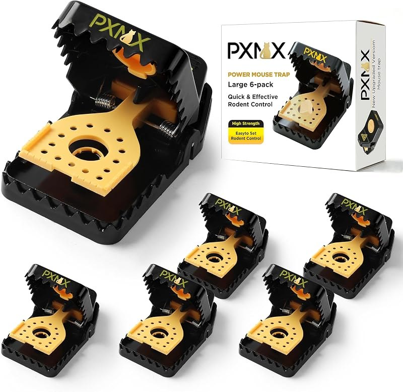 PXMX 6-Pack Humane Rat Traps, Heavy Duty Snap Reusable for Indoor Outdoor — snap trap for no see mouse trap durable