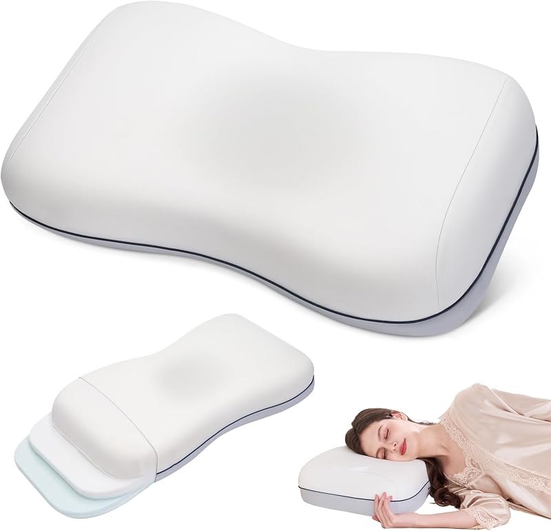 Cervical Neck Pillow, Adjustable Memory Foam for Neck Support, White — neck pillow for best packing cubes under 40