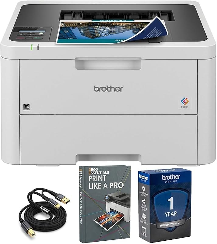 Color Laser Printer with Wireless Printing Fast 19 PPM Output HLL3220CDW Bundle with High Speed USB Type B 2.0 Printer