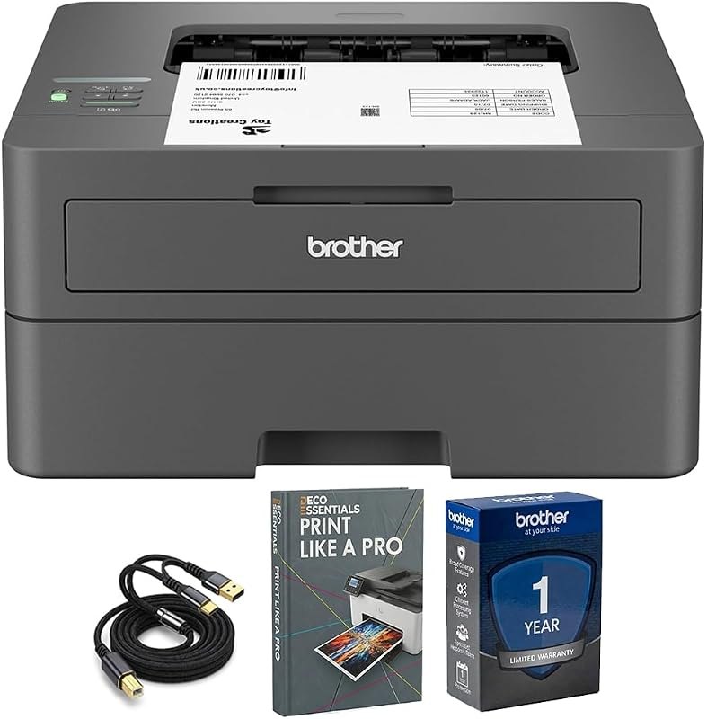 Wireless Compact Monochrome Laser Printer HLL2405W Bundle with High Speed 6-Foot USB Type B 2.0 Printer Cable to USB
