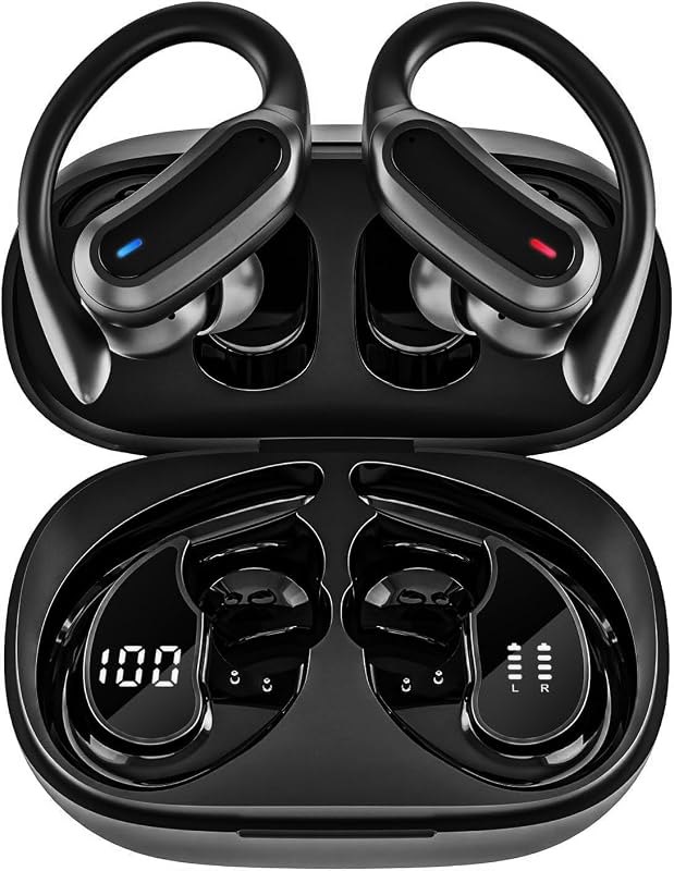 Wireless Earbuds Bluetooth Headphones, 54H Playtime Stereo Over Ear Buds with ENC Noise Cancelling, LED Power Display