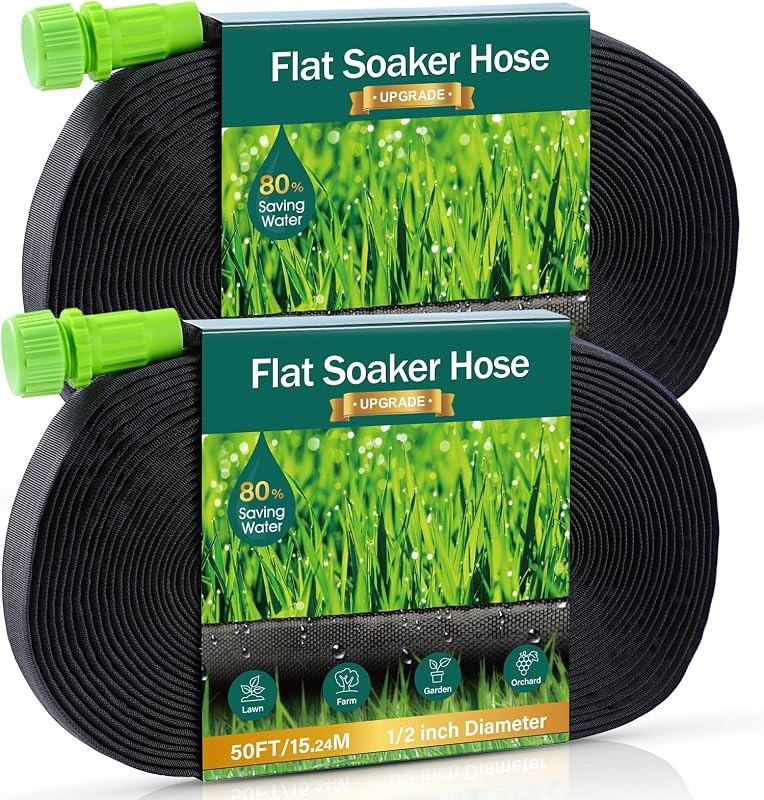 Soaker Hose - Flat Soaker Hose 100 FT for Garden Beds Garden Soaker Hoses — soaker hose heavy duty for soaker hose