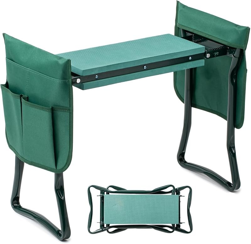 Garden Kneeler and Seat, Foldable Kneeling Stool with Thicker EVA Foam Pad, Heavy Duty Bench with Tool Pouch, Gifts