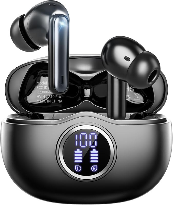 Wireless Earbuds, Bluetooth 5.3 Headphones HiFi Stereo 50H Playback LED Digital Display Ear Buds with ENC Noise
