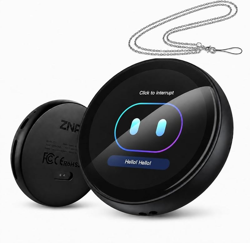 Z01 PRO AI Companion Digital Badge, Wearable Bluetooth 6.0 AI Language Practice for 60 Languages, Offline HD Touch