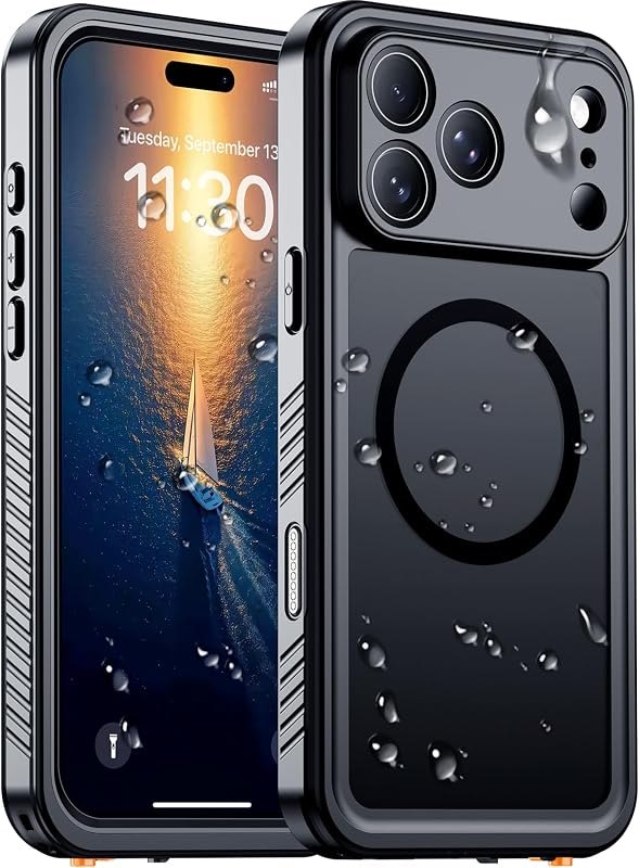 Designed for Phone 18 Pro Case Waterproof-Black — rugged case for best iPhone 18 Pro accessories