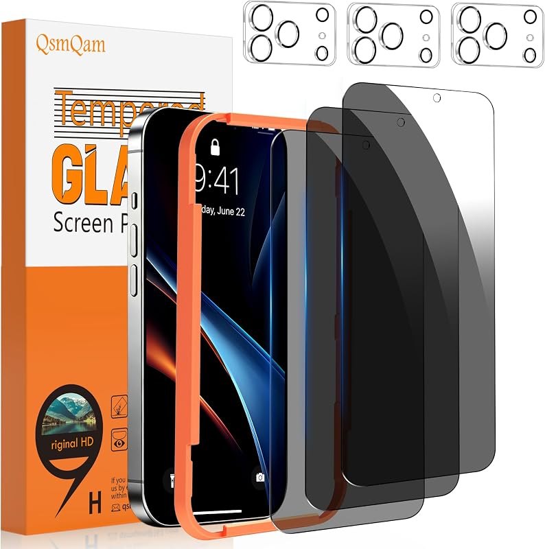 QsmQam for 18 Pro Privacy Screen Protector+Camera Lens Protector — camera lens protector for best iPhone 18 Pro