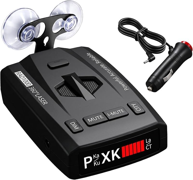 Radar Detector for Cars, Long Range Radar & Laser Detector Up to 1,100 Yards, X/K/Ka/KU/ST/CT Band Detection, DSP