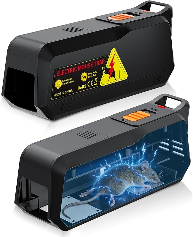 Electric Mouse Trap Zapper with Powerful Voltage, Effective Electronic Mouse Traps Indoor for Home, No-Touch Disposal