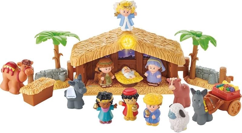 Fisher-Price Little People Toddler Toy Christmas Story Nativity Playset with Light & Music for Preschool Pretend Play
