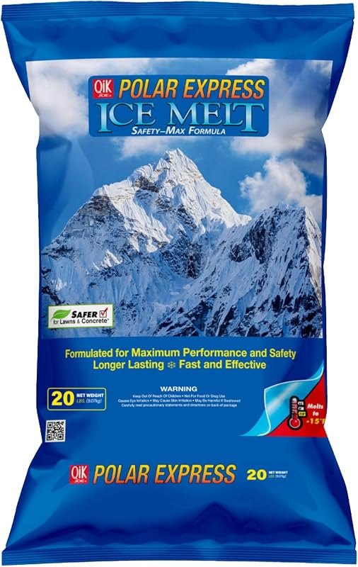 Polar Express Premium Snow and Ice Melt Blend - 20lbs- Effective to -15ᵒF - Environmentally Safer- Ideal for