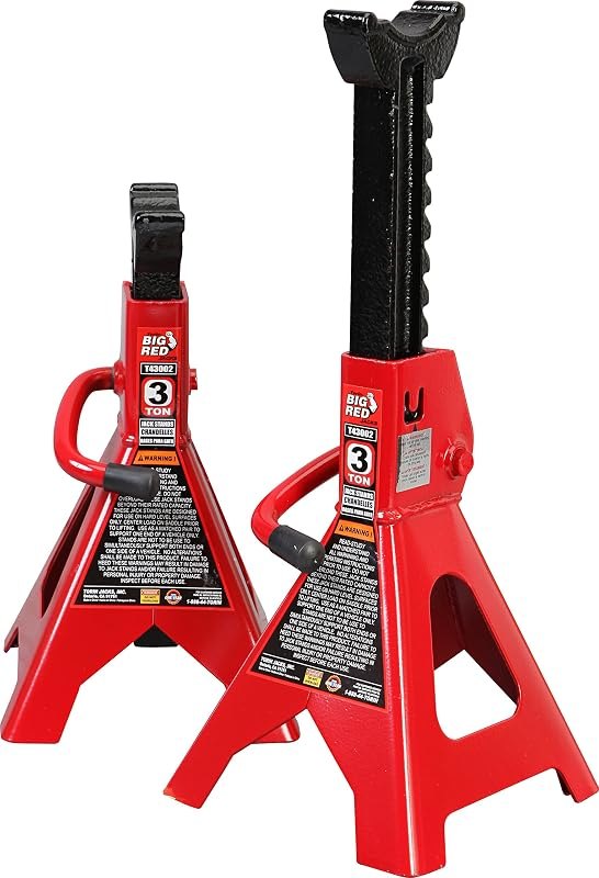 BIG RED T43202 Torin Heavy Duty Steel Jack Stands: 3 Ton (6,000 lb) Capacity Car Lifting Stand,1 Pair (Not Suitable