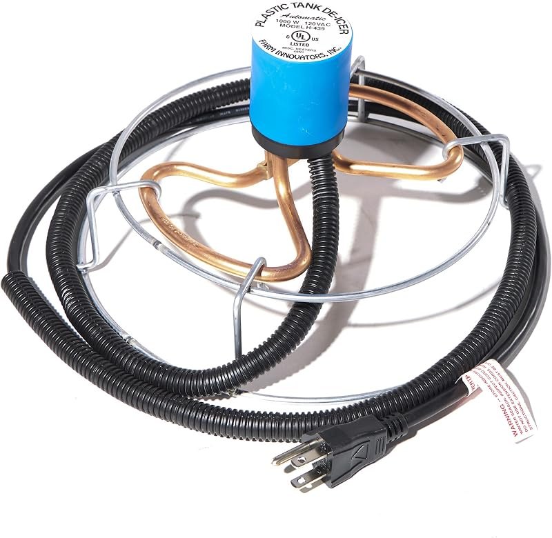 Farm Innovators H-439 Ice-N-Easy Submersible Tank De-Icer, 1000 Watts — stock tank heater for poly stock tank rated