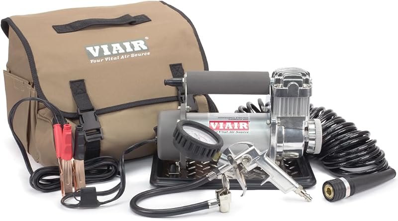 VIAIR 400P - 40045, Automatic Function Portable Compressor Kit, Tire Pump, Truck/SUV Tire Inflator, Silver, For up to