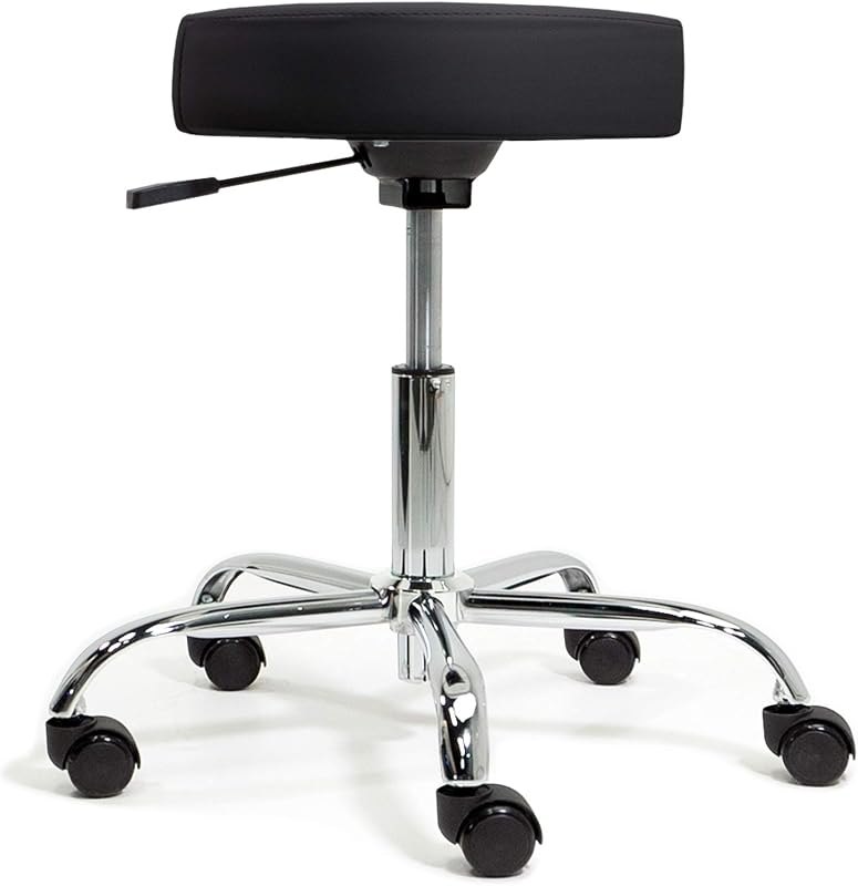 EARTHLITE Pneumatic Massage Salon Drafting Stool - No Leaking (vs. Hydraulic), Adjustable, Rolling, CFC-Free / Medical