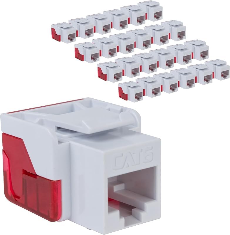 ICC CAT6 RJ45 Keystone Jack, Inline IDC No Pair Split, White, 25-Pack — white power adapter amazon for white power