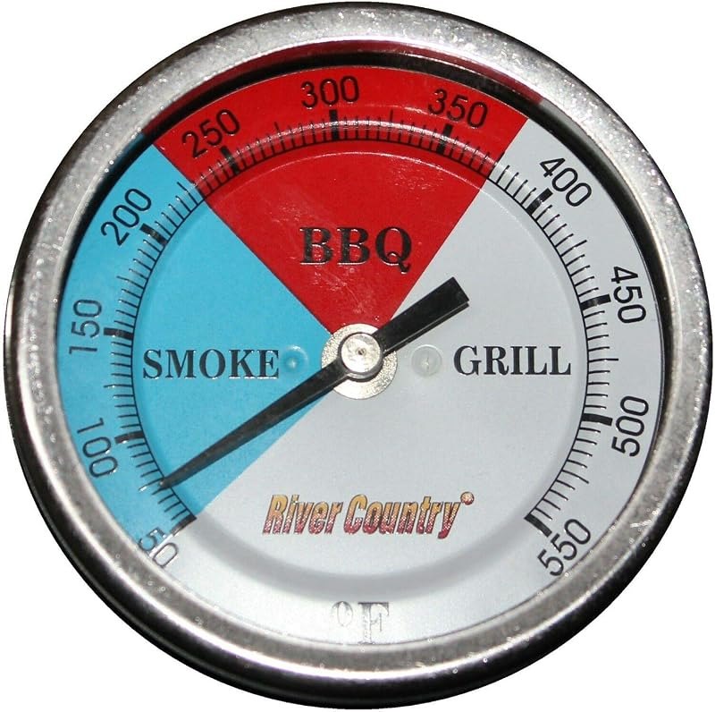 River Country 4" dial Adjustable BBQ, Grill, Smoker Thermometer Temperature Gauge (50 to 550 F) — best bbq thermometer