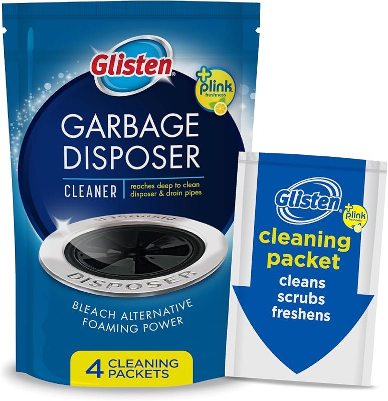 Glisten Garbage Disposer Cleaner, Lemon Scent Odor Eliminator, 4 Packets — Chemicals and home supplies that ear for