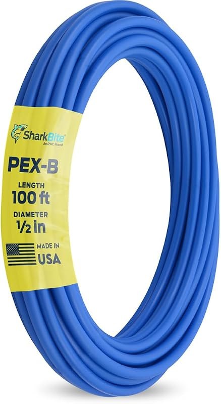 SharkBite 1/2 Inch x 100 Feet Blue PEX-B, Made in the USA, Flexible Water Pipe Tubing for Plumbing, U860B100 —
