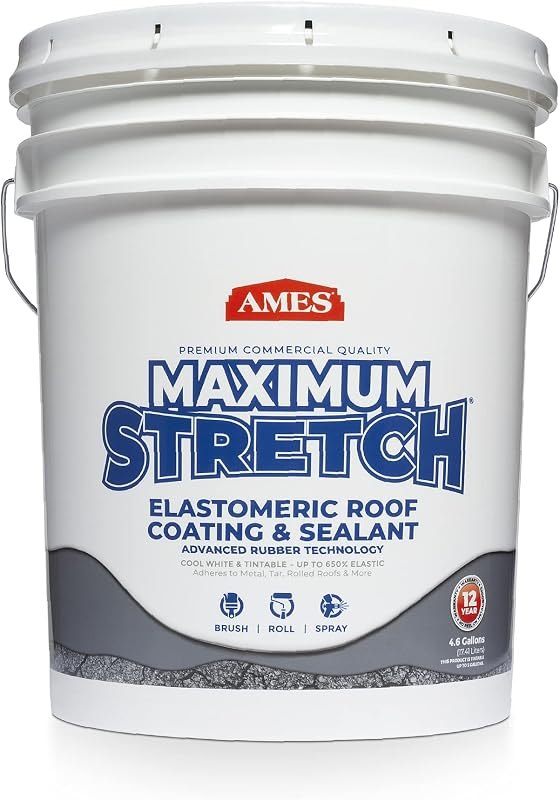 Ames Maximum Stretch - Waterproof Sealant Membrane - Perfect For Roofing, Repairs, Concrete, EPDM & Wood - Liquid
