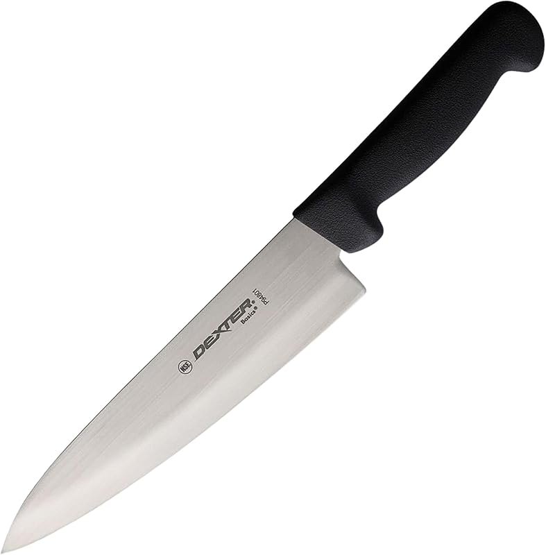 Dexter-Russell P94801B Basics 31600B Chef’s Knife, 8" High Carbon Steel Stain-Free Blade, Textured Polypropylene Black