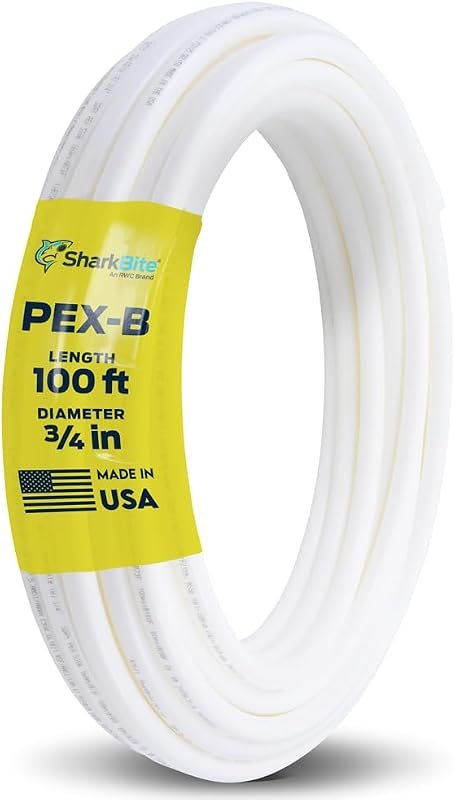 SharkBite 3/4 Inch x 100 Feet White PEX-B, PEX Pipe Flexible Water Tubing for Plumbing, U870W100 — plumbing supply