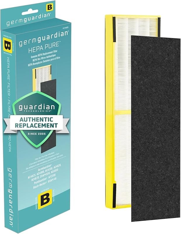GermGuardian, Filter B HEPA Pure Genuine Air Purifier Filter, Removes 99.97% of Pollutants, Wildfire Smoke, Odors, for