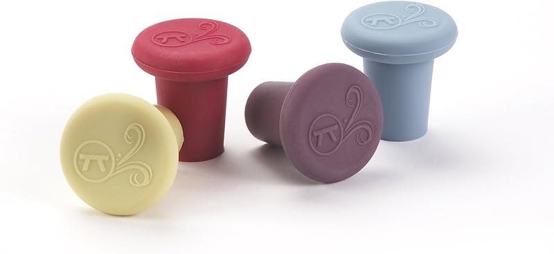 Outset B229 Silicone Wine Bottle Stoppers, Set of 4, Assorted — Stoppers and corkscrews. amazon for stoppers corkscrews